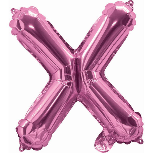 Pink Foil Balloon, 35cm, Letter X