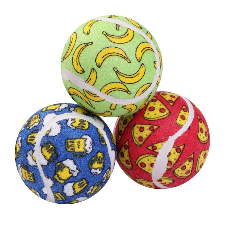 Tennis Balls, 6cm, 3pk, Asstd Designs