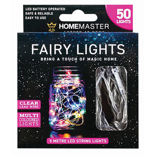 5m Fairy Light, 50 LED, Clear Multi Colour