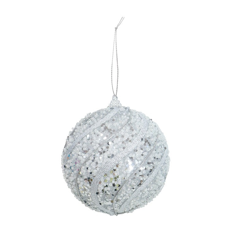 Snowbead Bauble, 10cm, Asstd