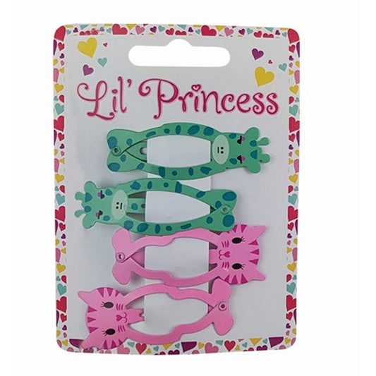 Little Princess Snap Clip, Animals, 4pk, 3 Asstd Designs