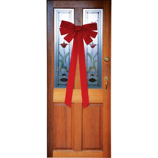 Christmas Jumbo Flocked Bow Red 46x110cm