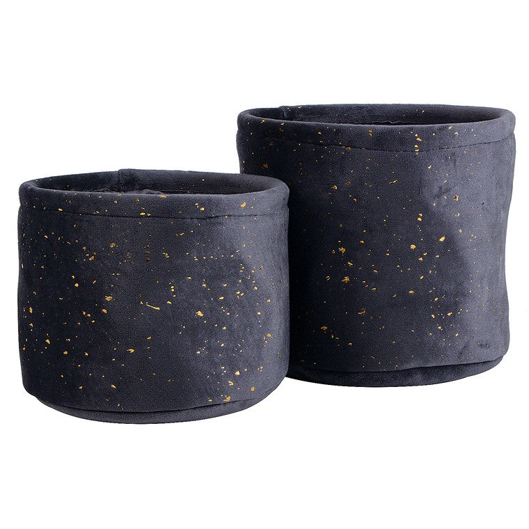 H&G Velvet Storage Basket Round, Set Of 2