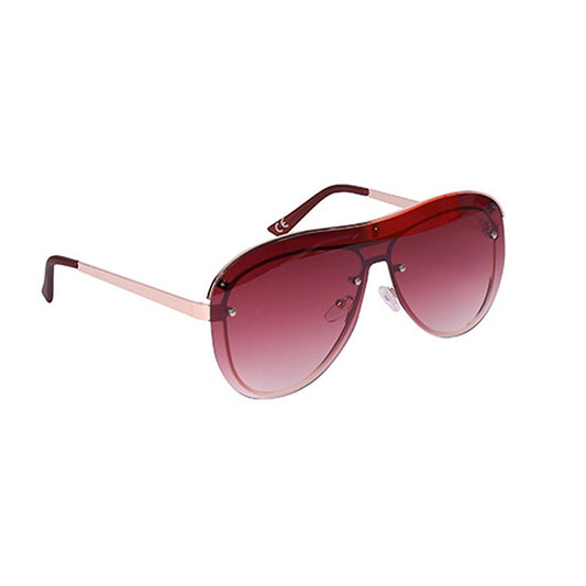 Metal Shield Sunglasses, Pink Mirror Lenses