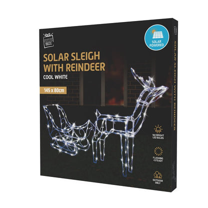 Solar LED Sleigh w/ Reindeer