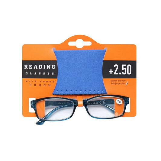 Reading Glasses w/Pouch, +2.50, Asstd Colours