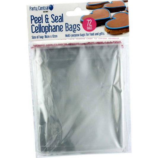Party Central Cellophane Bags, Medium, 72pk