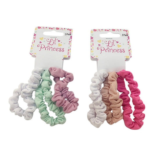 Little Princess Hair Scrunchie, Jersey, 3pk, 2 Asstd Colours