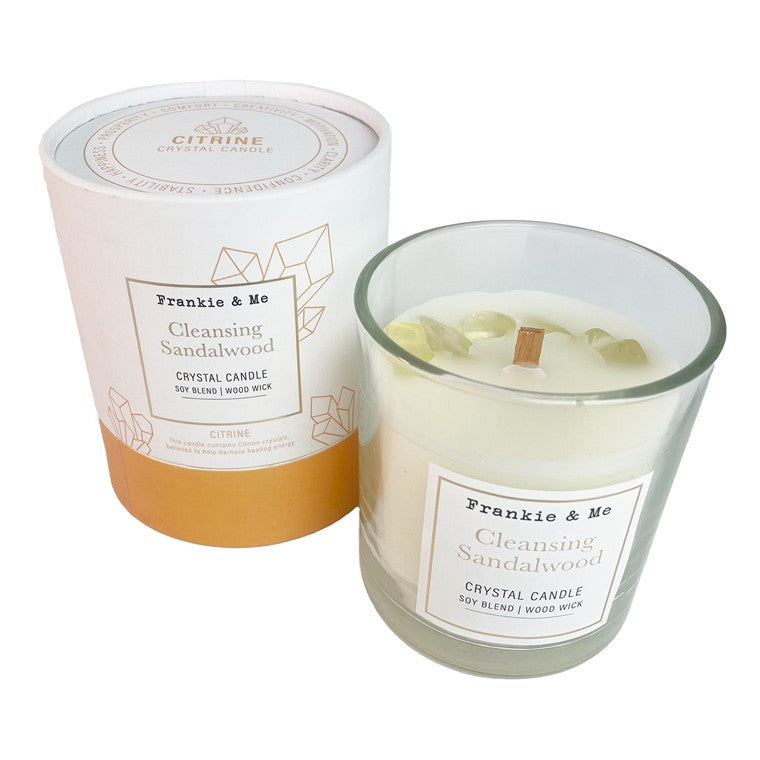 F&M Woodwick Crystal Candle Sandalwood, 200gm