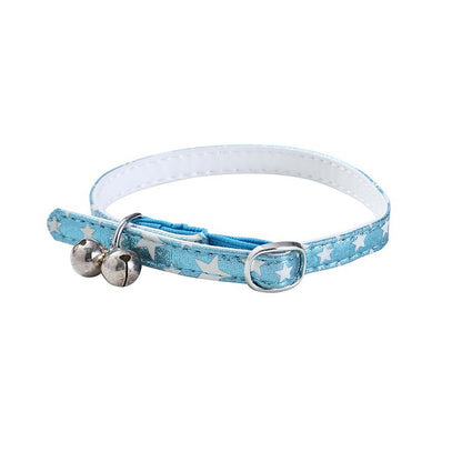 Cat Collar Metallic Star Breakaway w/ Bell, 2 Asstd Colours