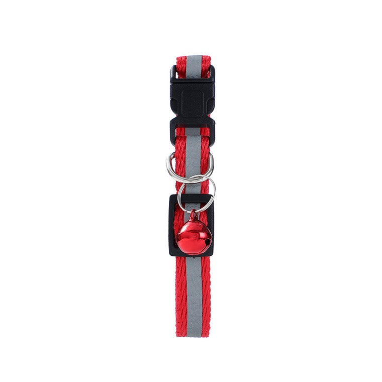 Cat Collar Nylon Reflective Breakaway w/ Bell, 3 Asstd Colours