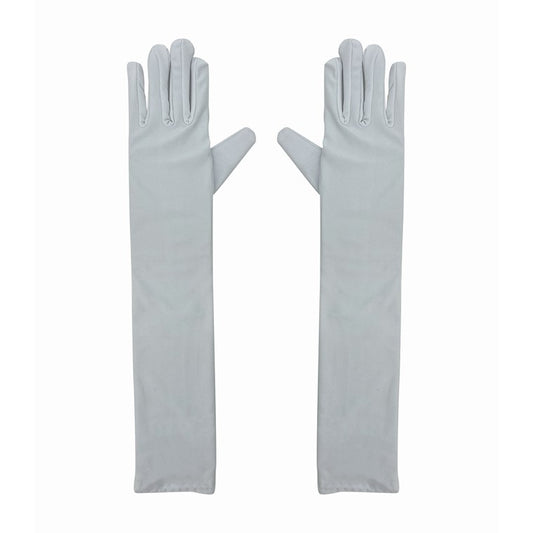 Party Satin Gloves Long, White