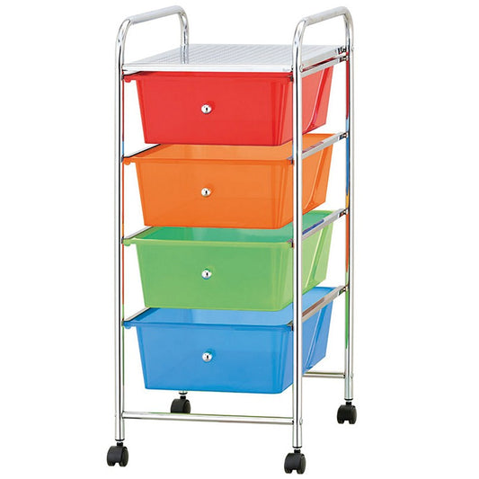 Storage Trolley 4 Drawers, Multi-Coloured