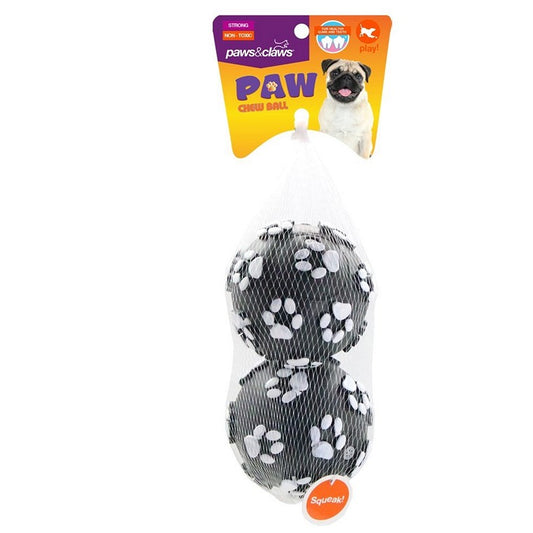 Vinyl Paw Print Ball, 10cm, 2pk, 2 Asstd Colours