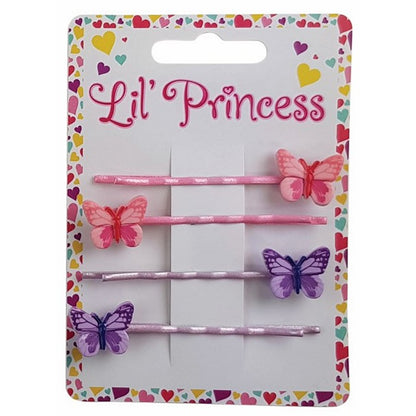 Little Princess  Slide Pins, Butterfly, 4pk, 2 Asstd Colours