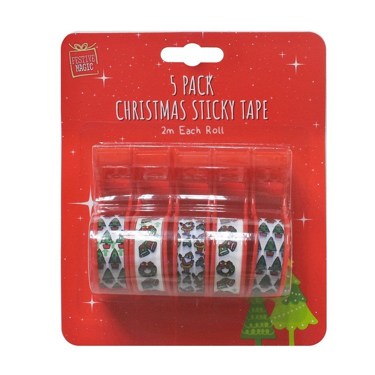 Christmas Sticky Tape, 5pk