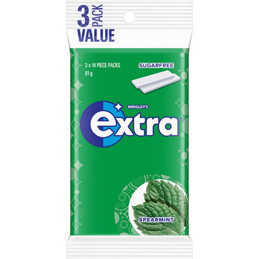 Extra Spearmint Sugar Free Chewing Gum, 3pk