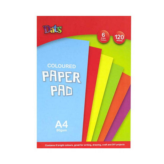 Pad, Paper, Colour, 6 Bright Colours, A4, 120pcs, 21x29.7cm