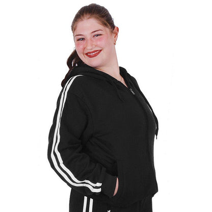 Zip Thru Fleece w/ Stripe Black, L