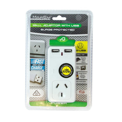 Maxem Power Wall Adaptor & 2 USB