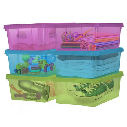 Storage Box, 10L, Coloured, 6pk