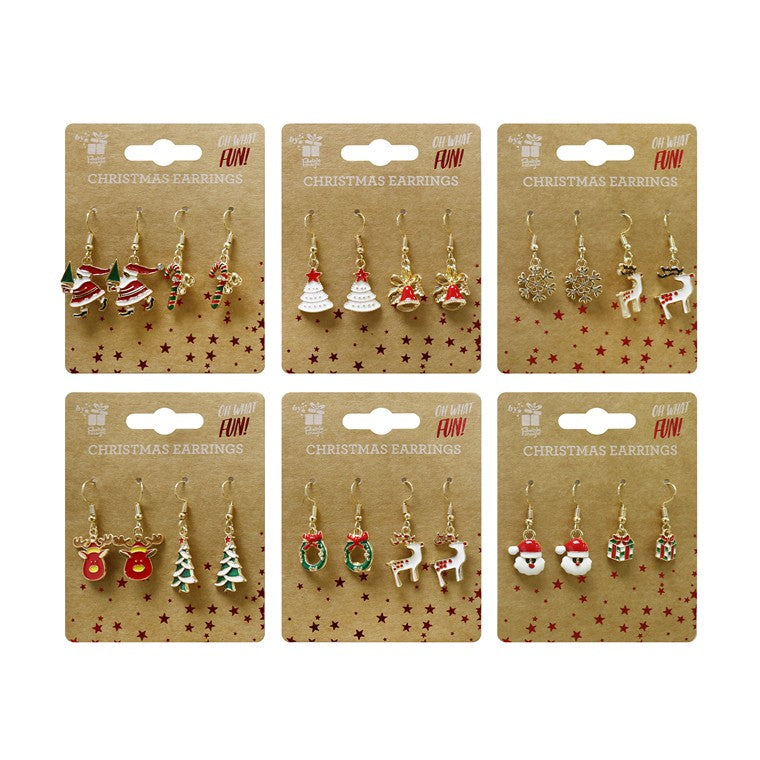 Christmas Dangly Earrings, 2pk, Asstd