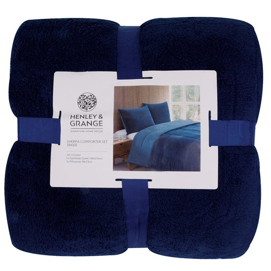 H&G Sherpa Comforter Set, Ocean, Single