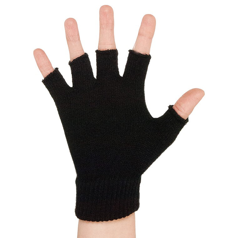 Adults Basic Fingerless Gloves, Black