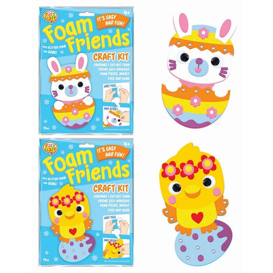 Foam Friends Craft Kit, 2 Asstd, Bunny or Chick