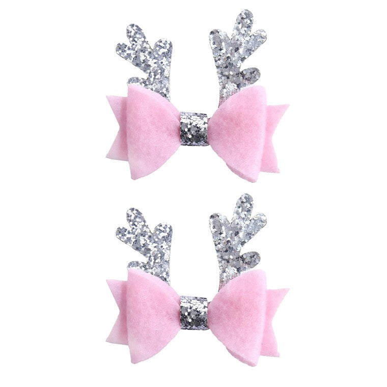 Glitter Antlers Hair Clip, 2pk, Asstd