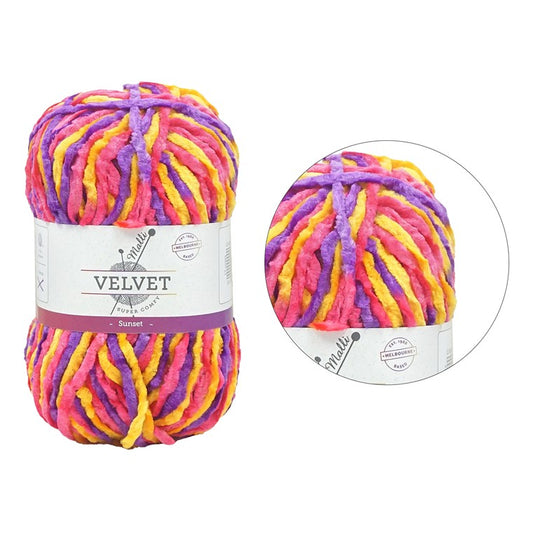 Velvet Multicolour Yarn, Sunset, 100gm