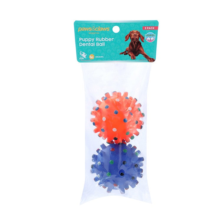 Puppy Rubber Dental Ball, 2pk