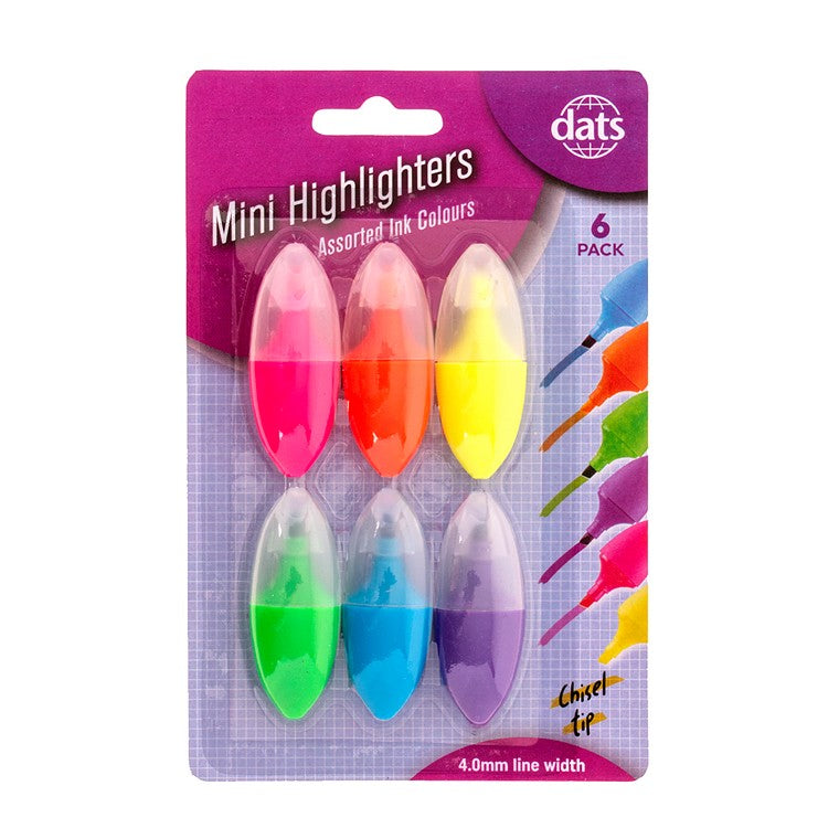 Mini Highlighters, 6pk