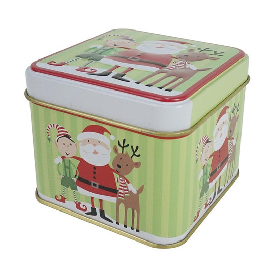 Xmas Gift Box Mini Square Tin, 75cm, Asstd Designs