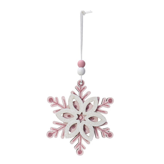 Hanging Snowflake Pink, 9cm, Asstd