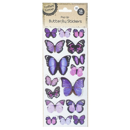 Adhesive Pop Up Butterflies, 16pk, 4 Asstd Designs