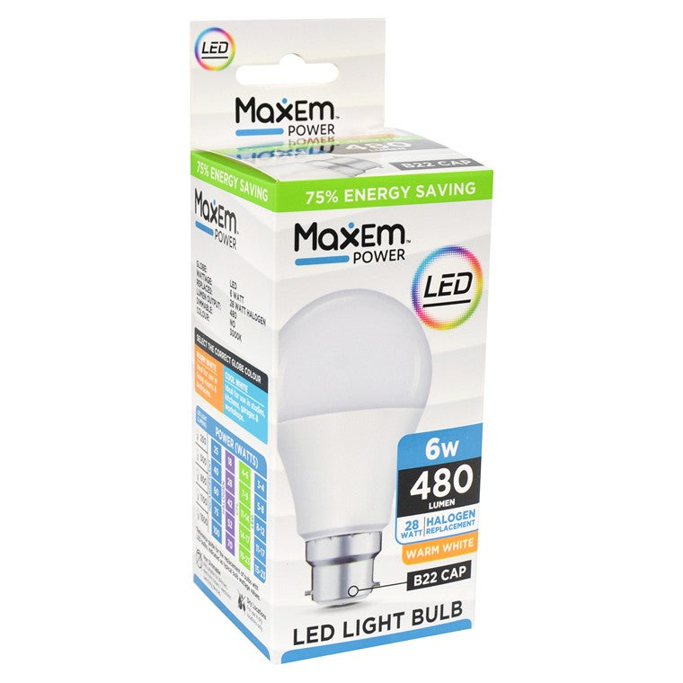 Maxem Bulb LED, Warm White, B22