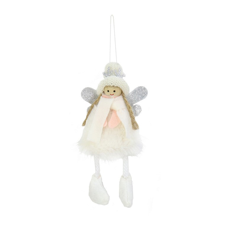 Xmas Hanging Plush Angel, 18cm, 4 Asstd Colours