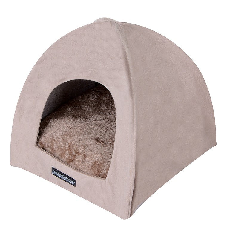 Lux Velvet Cat Bed, Taupe