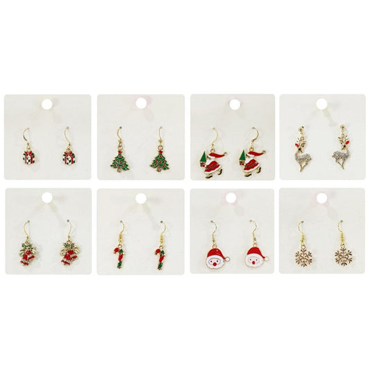 Xmas Dangly Metal Earings, Asstd Designs