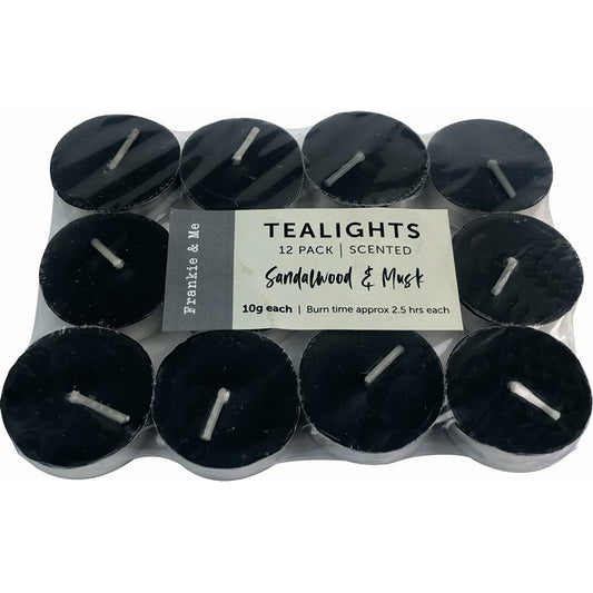 F&M Tealight Candles Sandalwood Musk, 12pk
