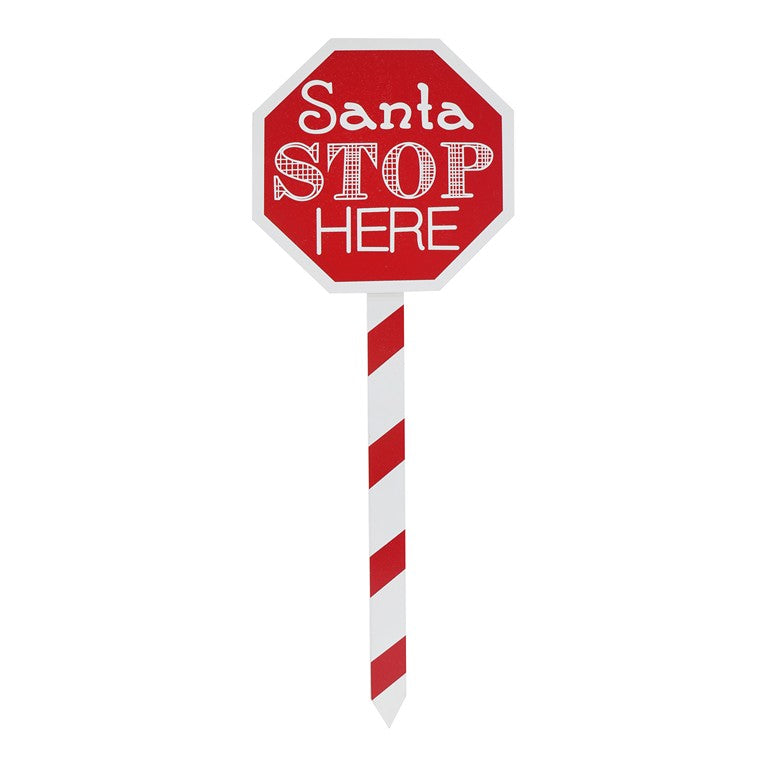 Santa Stop Here Stake, 40cm, Asstd