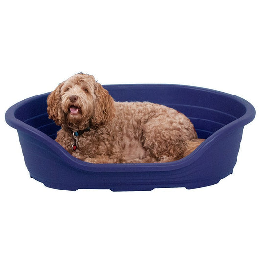 Heavy Duty Plastic Dog Bed, Blue, Large