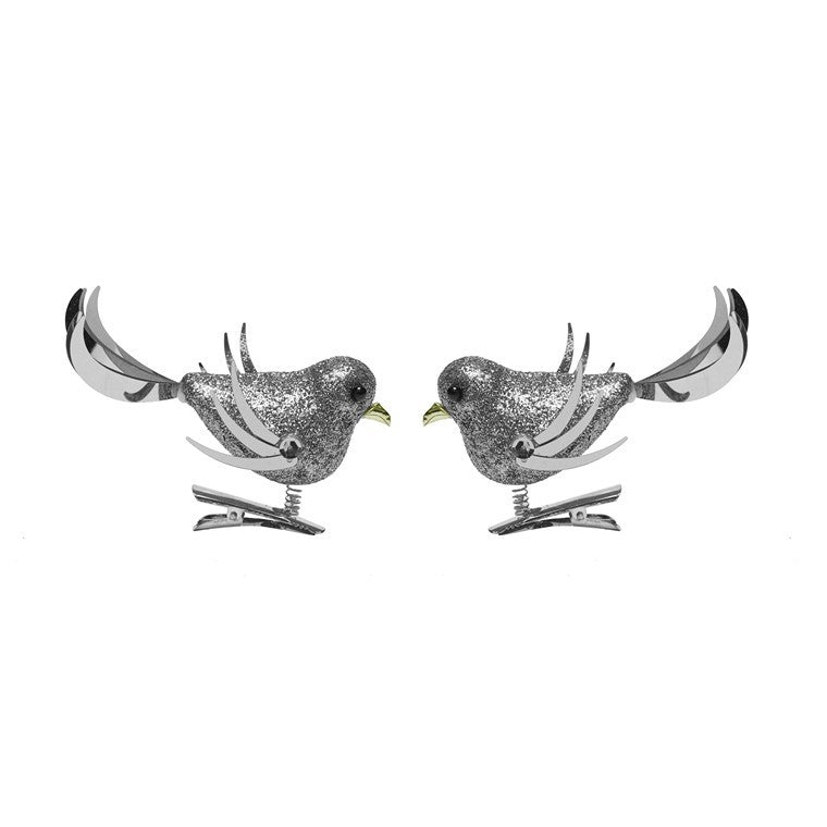 Birds w/ Glitter Clip On, 2pk