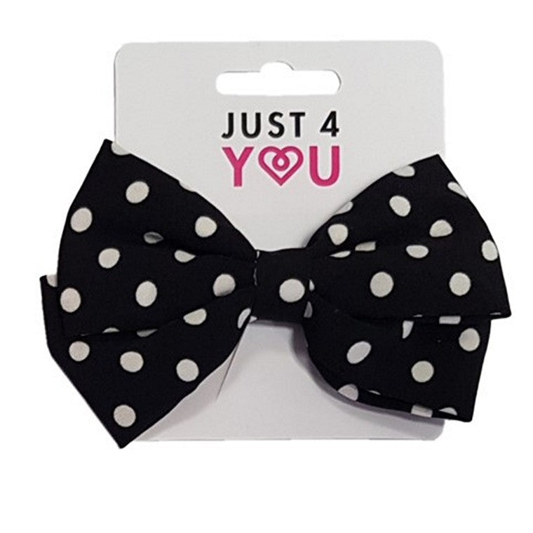 Hair Clip Bow, Spots, 3 Asstd Colours