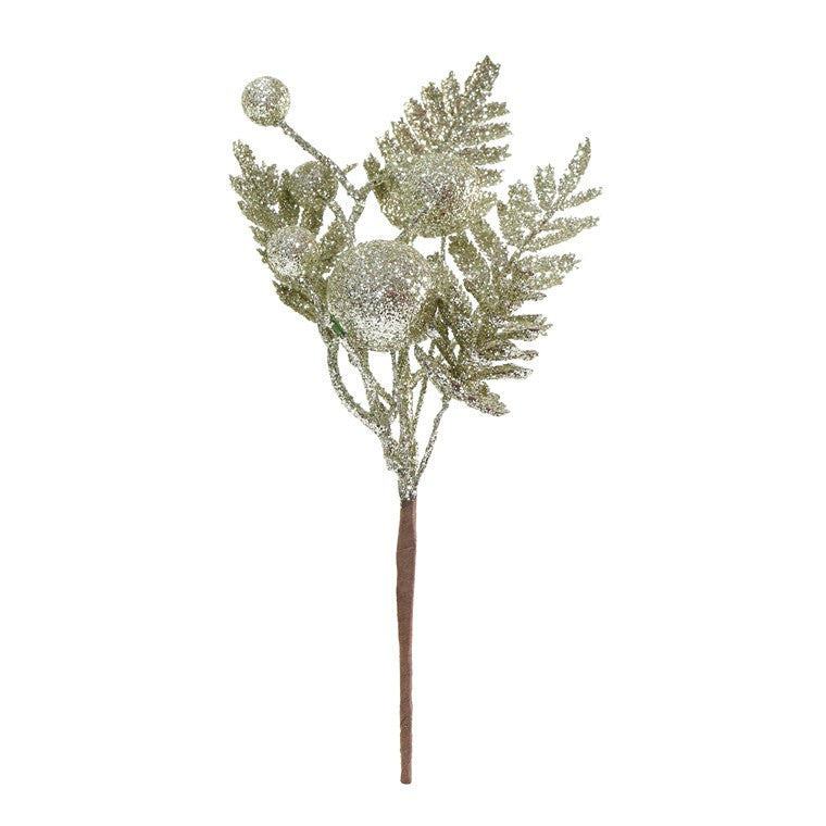 Glitter Baubles Fern Pick, Pastel, Asstd