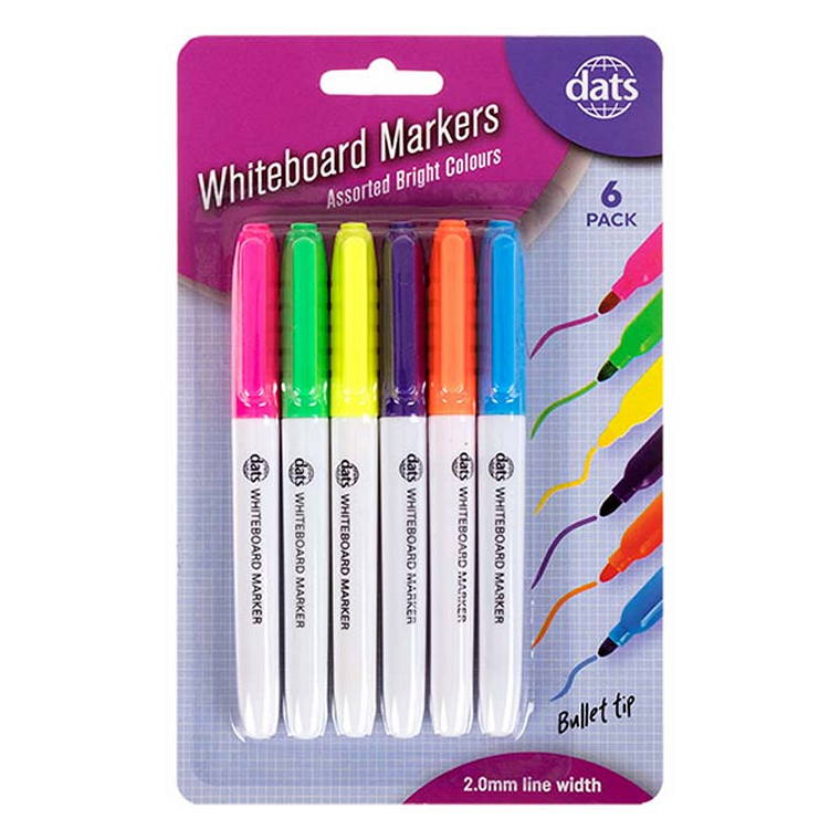 Whiteboard Markers, Slimline, 6pk