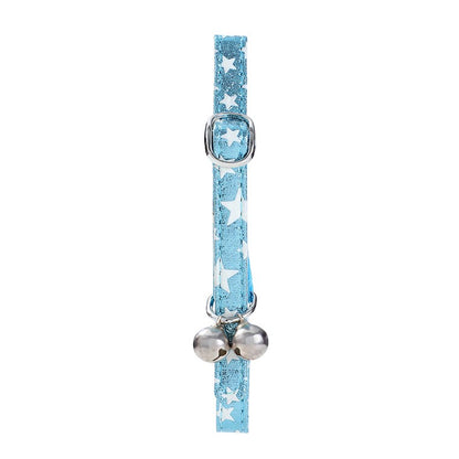 Cat Collar Metallic Star Breakaway w/ Bell, 2 Asstd Colours