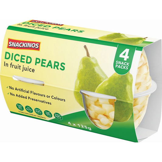 Snackinos Diced Peaches in Juice, 4pk