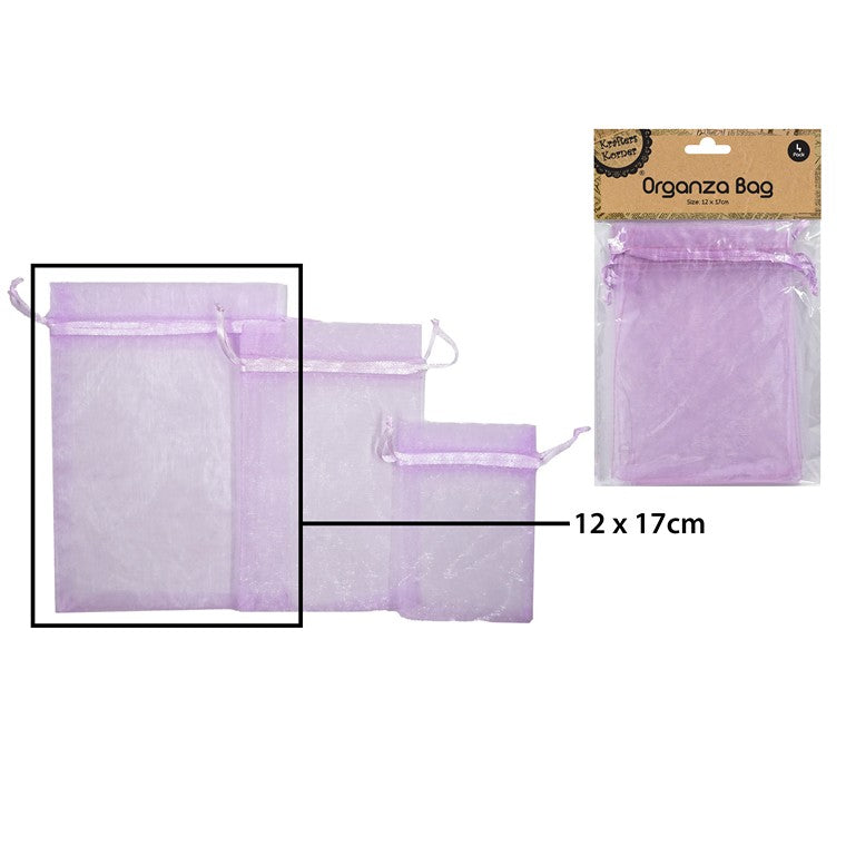 Organza Bag, Lavender, 4pk